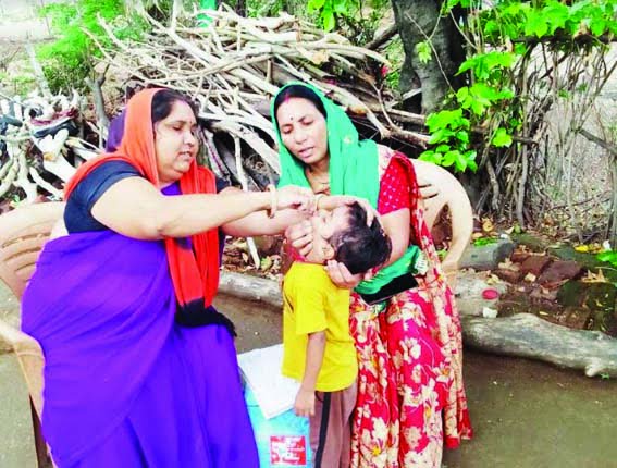 Polio medicine was administered to the slum dwellers and nomadic people