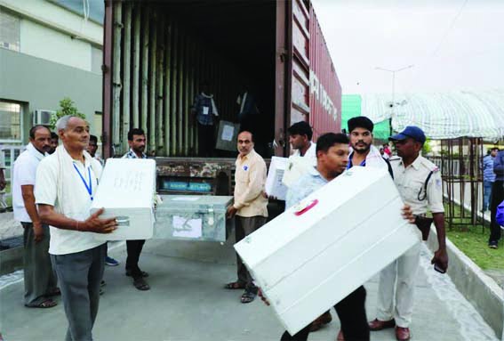 Postal ballots reached the strong room of the counting centre amid tight security