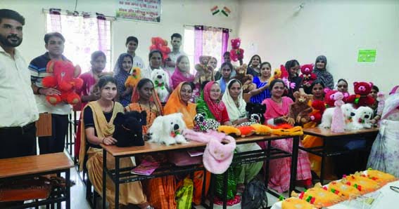 Women of self-help groups were given training in toy making