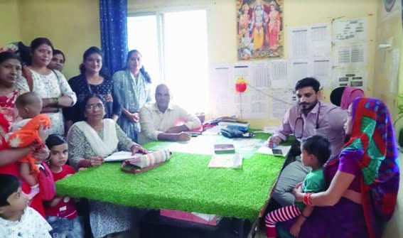 Children's health checkup in a camp at Government District Hospital