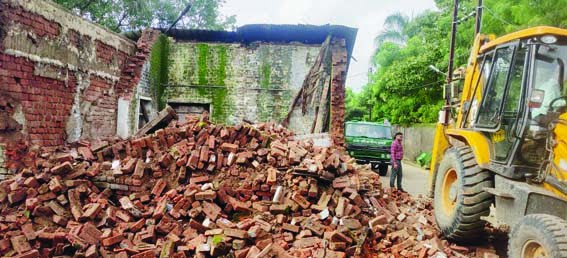 The dilapidated room of Madhyamik Kanya Kasturba School was demolished