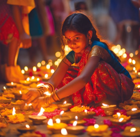 Diwali, a festival full of happiness that illuminates the world with lamps.